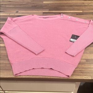 Simply Vera Vera Wang Pink Off-Shoulder Snap-Shoulder Sweater